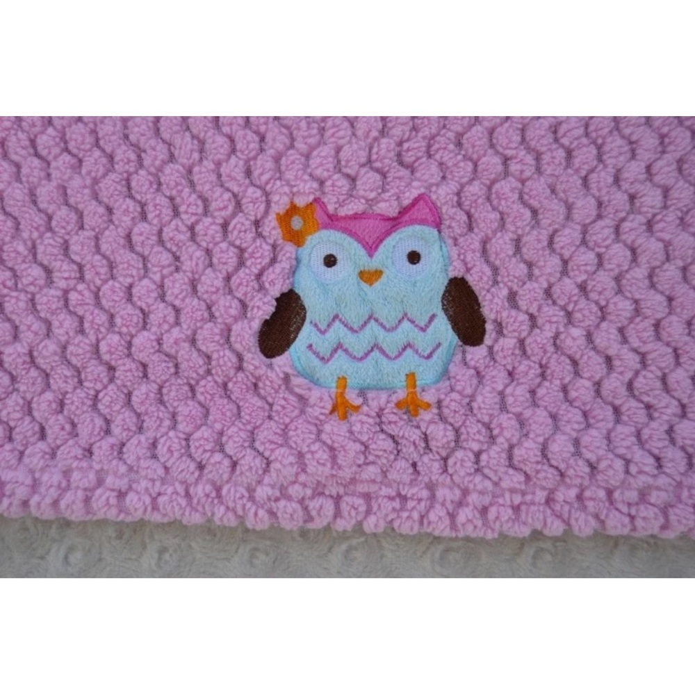 Cuddle Me Nojo Baby Blanket Pink Owl Blue Orange Textured Soft Plush Lovey